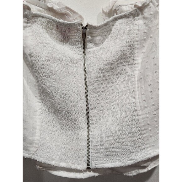 NWOT Guess Tella White Swiss Dot Ruched Front Corset Top, Juniors L - Picture 6 of 10